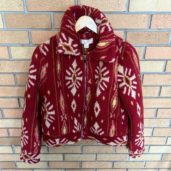B.O.G. Collective Melrose Jacket in Garnet Gold Sherpa Teddy Full Zip Size M NWT - Picture 3 of 9